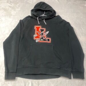 Lacoste‎ Live Men Hoodie CHENILLE Patch Men's Size 6 / XL Black Embroidered